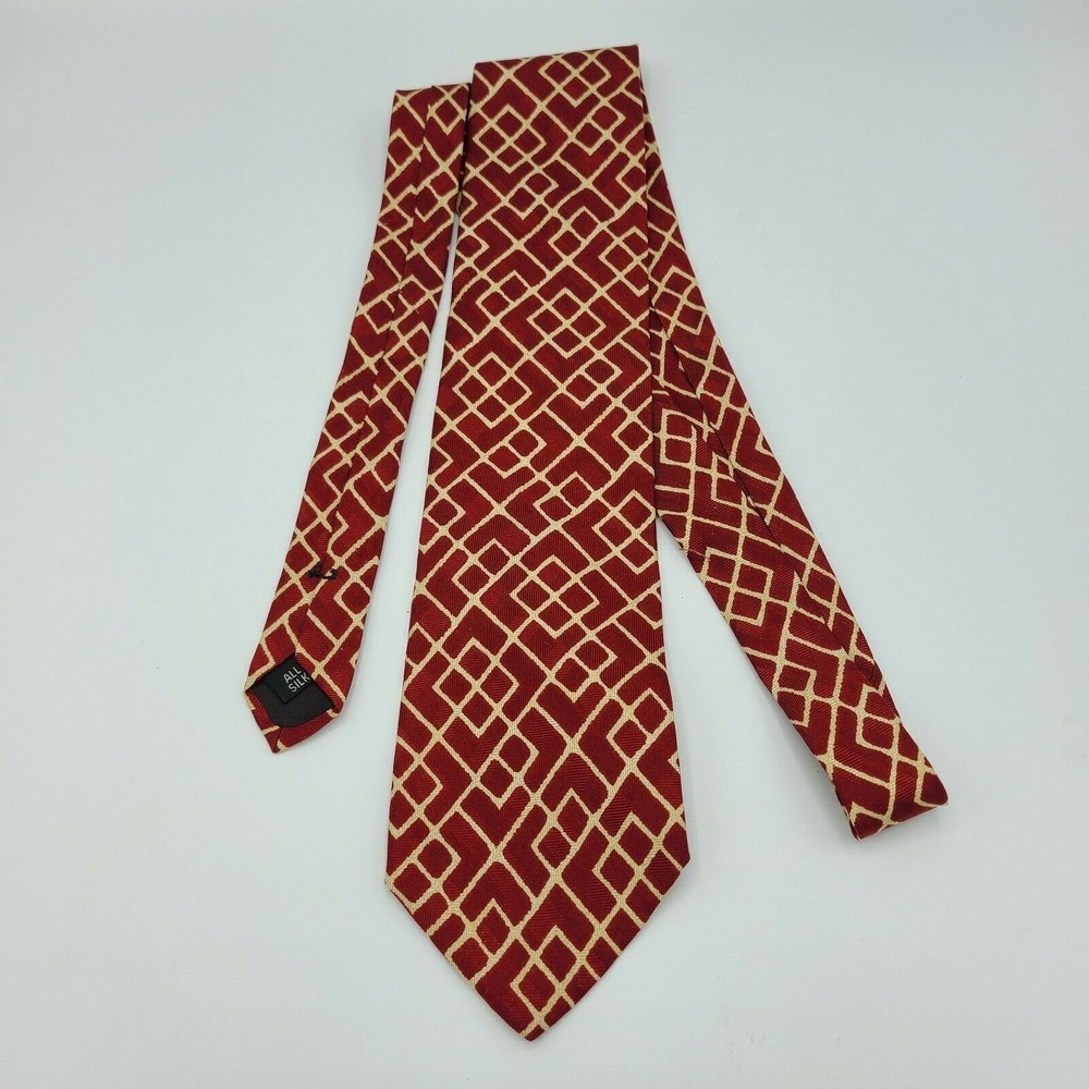 Alan Flusser Vintage Diamond Square Geometric Mens Neck Tie 100% Silk 3 3/4 X 60
